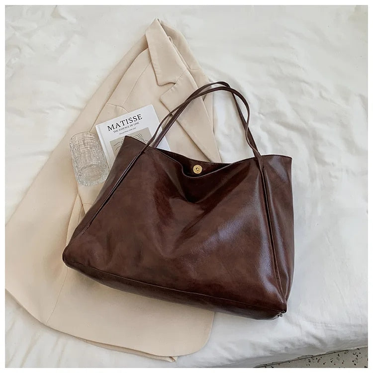 bags : Retro Draagtas Leer - Blauw in Bruin van Pantino