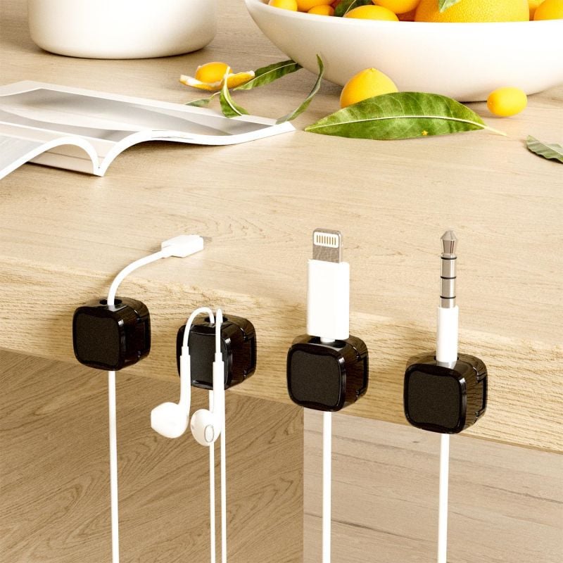 gadgets : Kabelhouder Set Zwart 6 Stuks - Anti-Kabelrommel Bureau - Siliconen in van Pantino