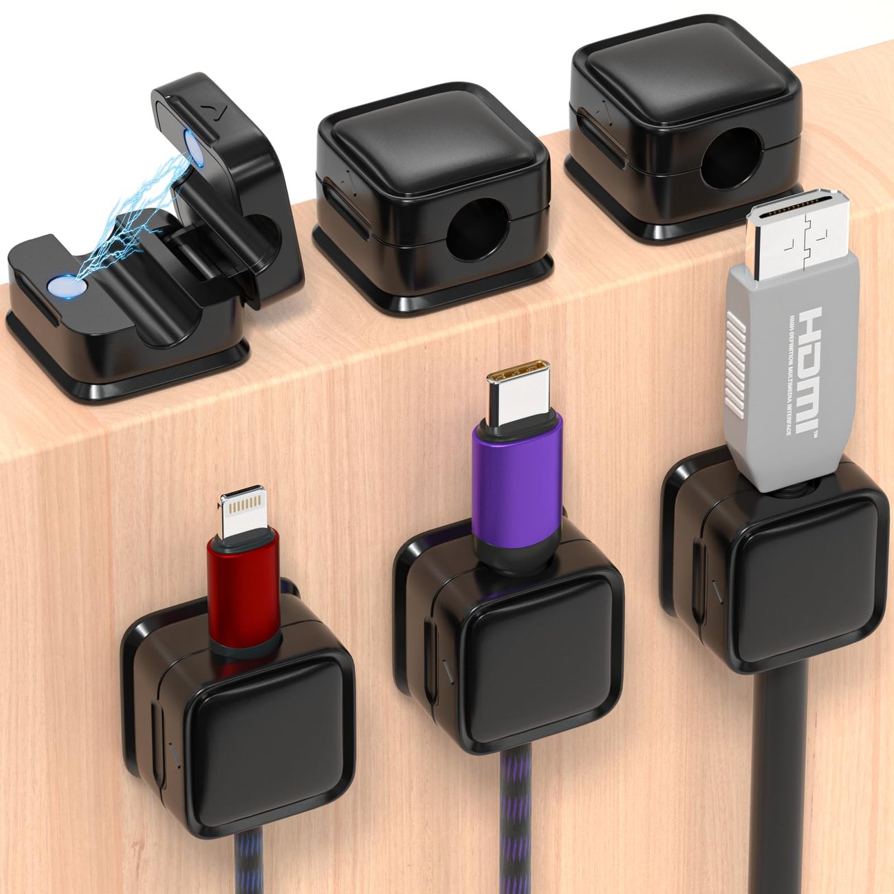 gadgets : Kabelhouder Set Zwart 6 Stuks - Anti-Kabelrommel Bureau - Siliconen in van Pantino