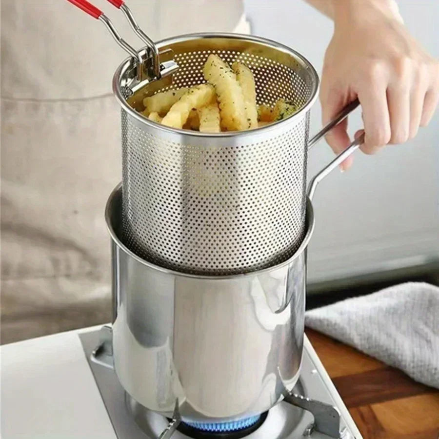 Home & Garden > Kitchen & Dining : Mini Frituurpan 1200ML RVS met Zeef voor Thuisgebruik in van Belro