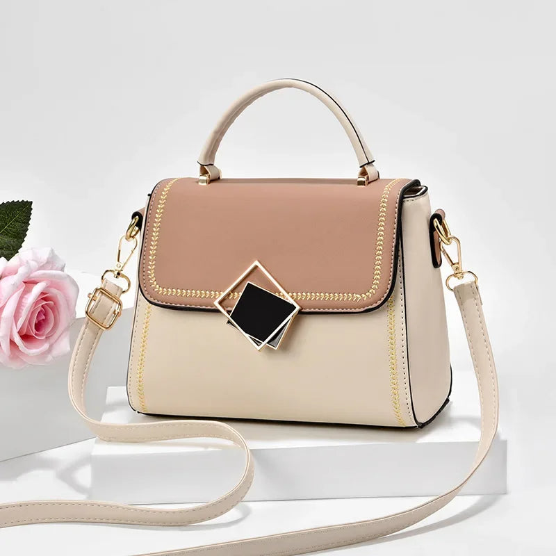 bags : Schoudertas Dames - Kleurblokken Geometrische Gesp Design - PU-Leer in Beige van Pantino