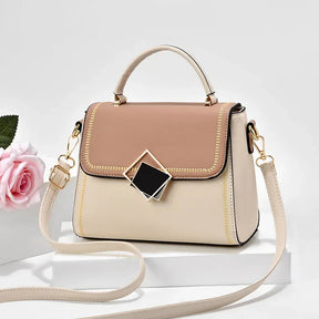 bags : Schoudertas Dames - Kleurblokken Geometrische Gesp Design - PU-Leer in Beige van Pantino