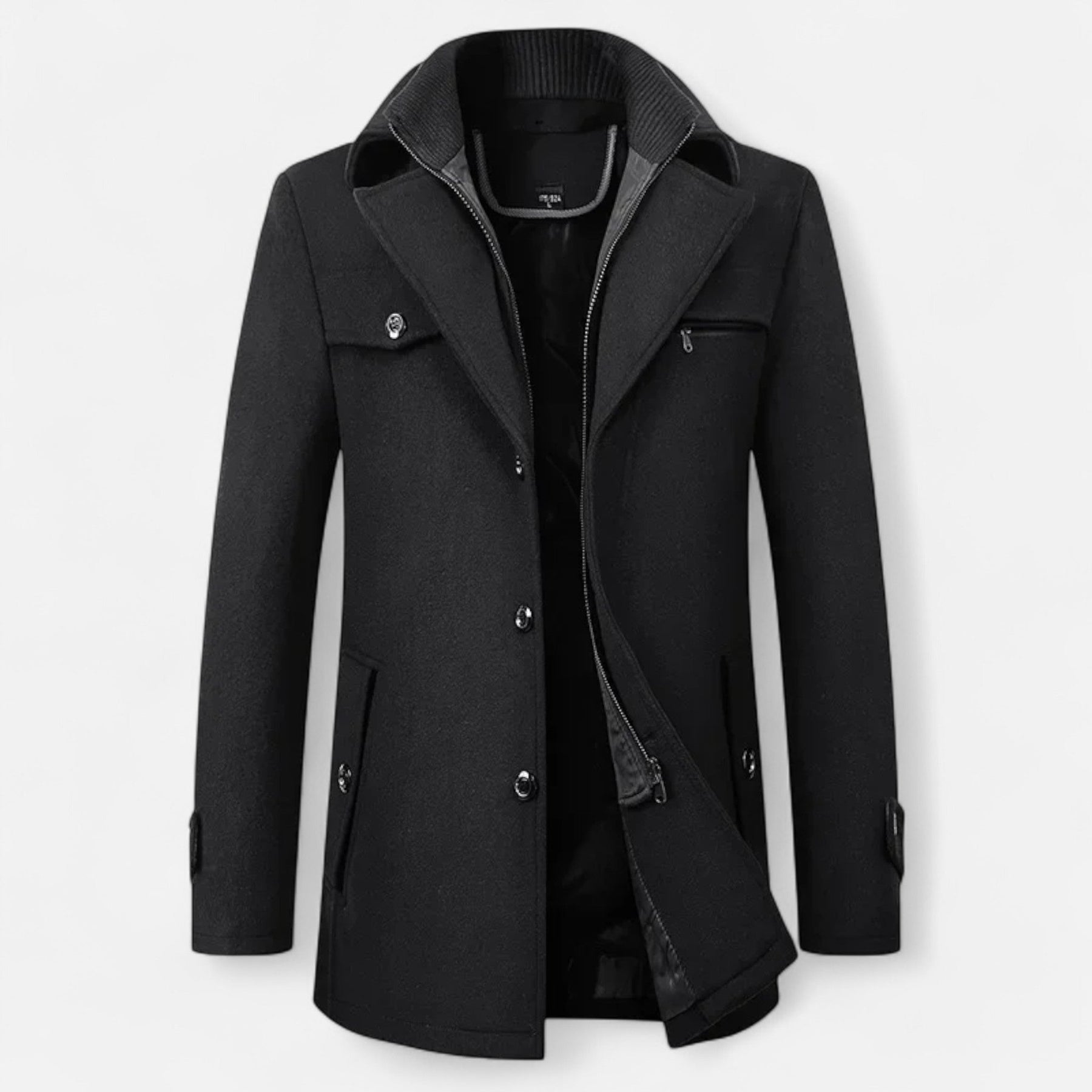 Trench Homme Laine Col Double Zippé