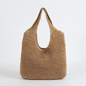 bags : Geweven Handtas Dames Bruin - Grote Capaciteit Strandstijl - Geweven in Bruin van Pantino