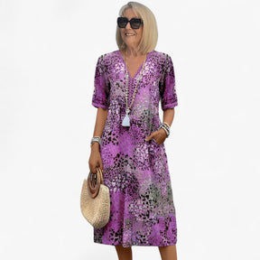 Dresses : Dames Elegante Zomerse Gebloemde Midi Jurk voor Ceremonies en Speciale Gelegenheden in Viola van Pantino