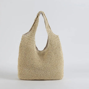 bags : Geweven Handtas Dames Bruin - Grote Capaciteit Strandstijl - Geweven in Beige van Pantino