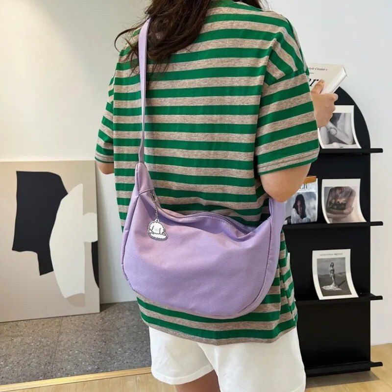 bags : Schoudertas Dames Paars - Harajuku Stijl - Canvas in van Pantino