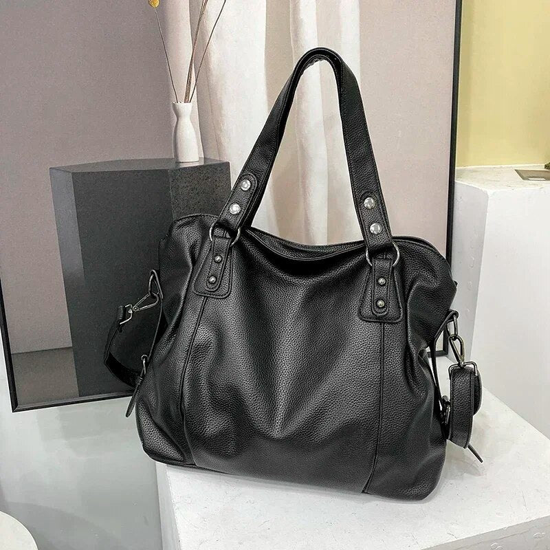 bags : Handtas Dames Beige - Luxe Leren in Zwart van Pantino