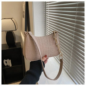 bags : Halvemaan Zadeltas Dames Donkerroze - Geribbeld Design - Synthetisch Leer in Khaki van Pantino