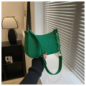 bags : Halvemaan Zadeltas Dames Donkerroze - Geribbeld Design - Synthetisch Leer in Groen van Pantino
