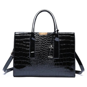 bags : Tas met Krokodillenprint Dames - Bruin in Zwart van Pantino