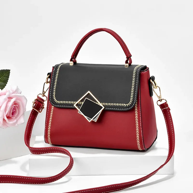 bags : Schoudertas Dames - Kleurblokken Geometrische Gesp Design - PU-Leer in Rot van Pantino