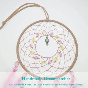home & garden : Dromenvanger Roze met Kleurrijke Veren - Handgemaakt voor Kinderkamer & Slaapkamer in van Pantino