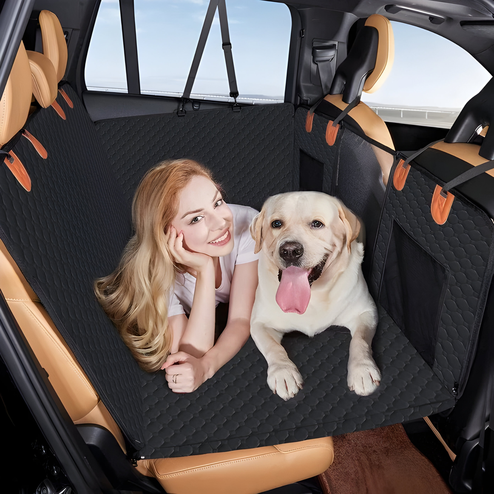 Autostoelhoes Waterdicht Zwart voor Honden - Universeel, Rekbaar, Antislip, Volledige Bescherming