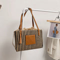 Skuldertas Khaki - Falsk Stribet Tote