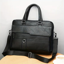 bags : Handtas Heren Zwart - Vintage PU Lederen Zakenaktentas Messenger Bag in Zwart van Pantino