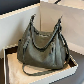 bags : Retro-Stijl Hobotas met Grote Capaciteit Dames - Zwart in Groen van Pantino