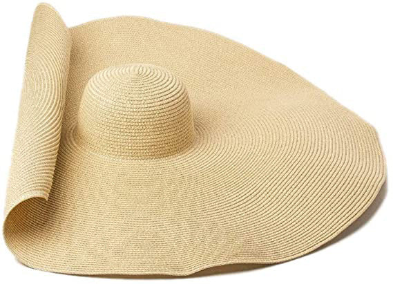 Sun Hat : Gele Dames Stro Zonnehoed met Brede Rand - Stijlvol & Beschermend voor Zomer & Strand in Beige One size van Pantino