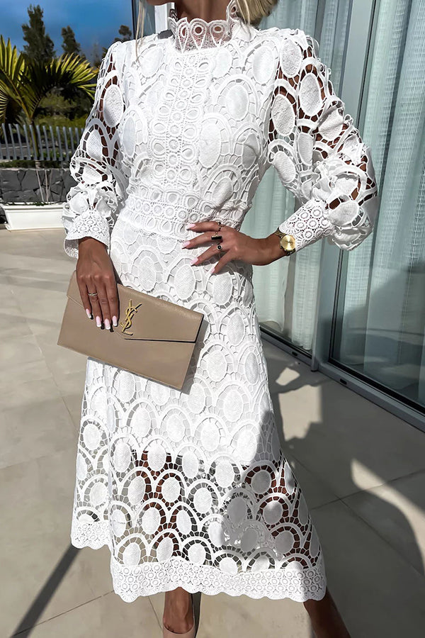 Dress : Elegante Jurk Dames Kant - Lichtroze in Wit van Pantino