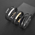 Heren Leren Armband Zwart Gevlochten - Multilayer & Stijlvol Design