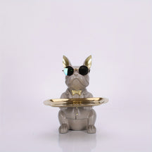 home & garden : Multifunctionele Bulldog Opbergstandbeeld - Marineblauw Zittend in Bruin Zittend van Pantino