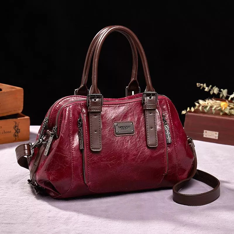bags : Leren Tas - Marja Dames Leer - Rood in Rood van Pantino