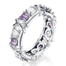 Ring : Exceptional Ring - Vergulde Luxueuze Ring - Wit+Lila in Wit+Lila van Pantino