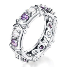 Ring : Exceptional Ring - Vergulde Luxueuze Ring - Wit+Lila in Wit+Lila van Pantino