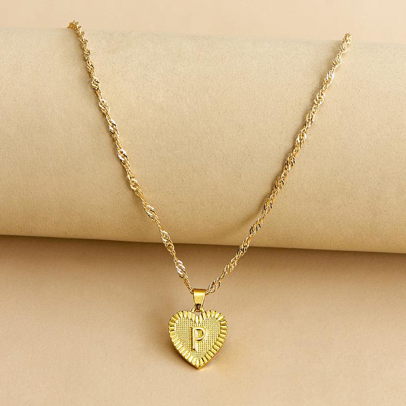 Necklace : Initiaal Hart Hanger in Gold P van Pantino
