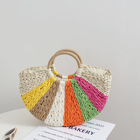 bags : Strandtas Beige - Strandvakantie Regenboog in Beige van Pantino
