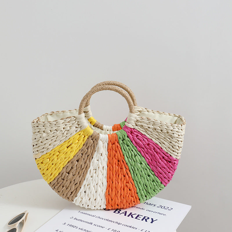 bags : Strandtas Beige - Strandvakantie Regenboog in Beige van Pantino
