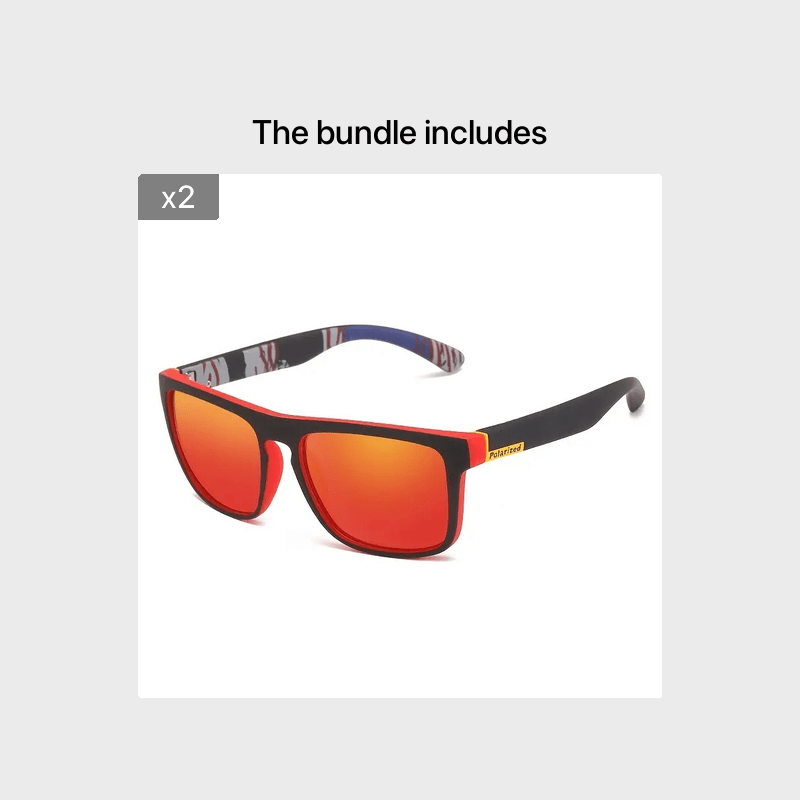Sunglasses : Zonnebril Dames Grijs - Klassieke Vintage Gepolariseerde met Groot Vierkant Frame Black Box Label in Rode Frame Rode Lens * 2 van Pantino