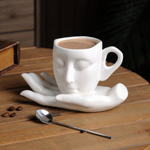 home & garden : Keramisch Koffiekopje Zwart - Creatieve Abstracte Kunst Sfeer - Keramiek in Wit van Pantino