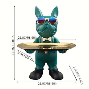 home & garden : Sleutelopbergkom Franse Buldog Sculptuur - Zwart in Groen van Pantino