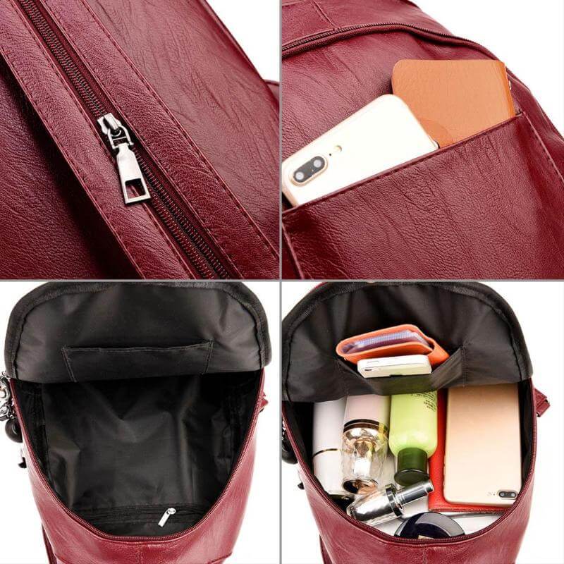 bags : Leren Dames Rugzak Lila - Compacte Schoudertas voor Vrouwen - Trendy & Chique Design in van Pantino