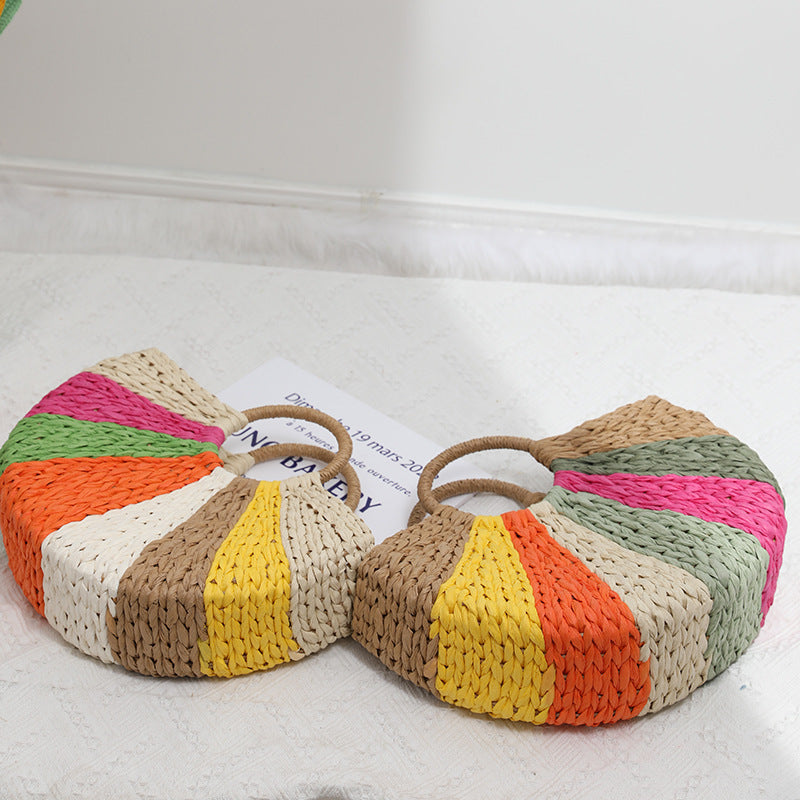 bags : Strandtas Beige - Strandvakantie Regenboog in van Pantino