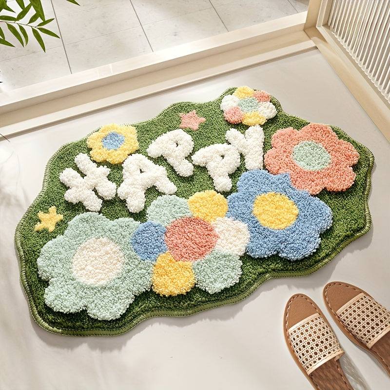 home & garden : Badmat met Bloemenmotief, Extra Zacht en Absorberend in 45x70CM Gelukkig Bloemenbos van Pantino