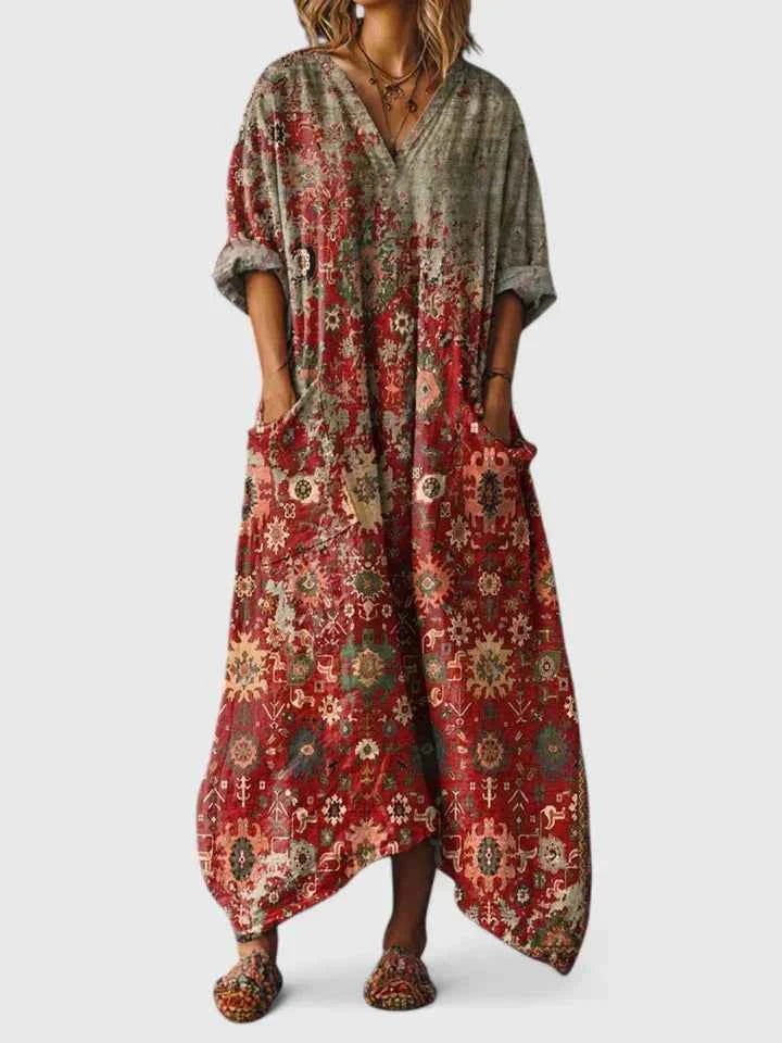 Embroidered Relaxed-Fit Midi Dress : Elodie geborduurde relaxed-fit midi-jurk in van Pantinoshop