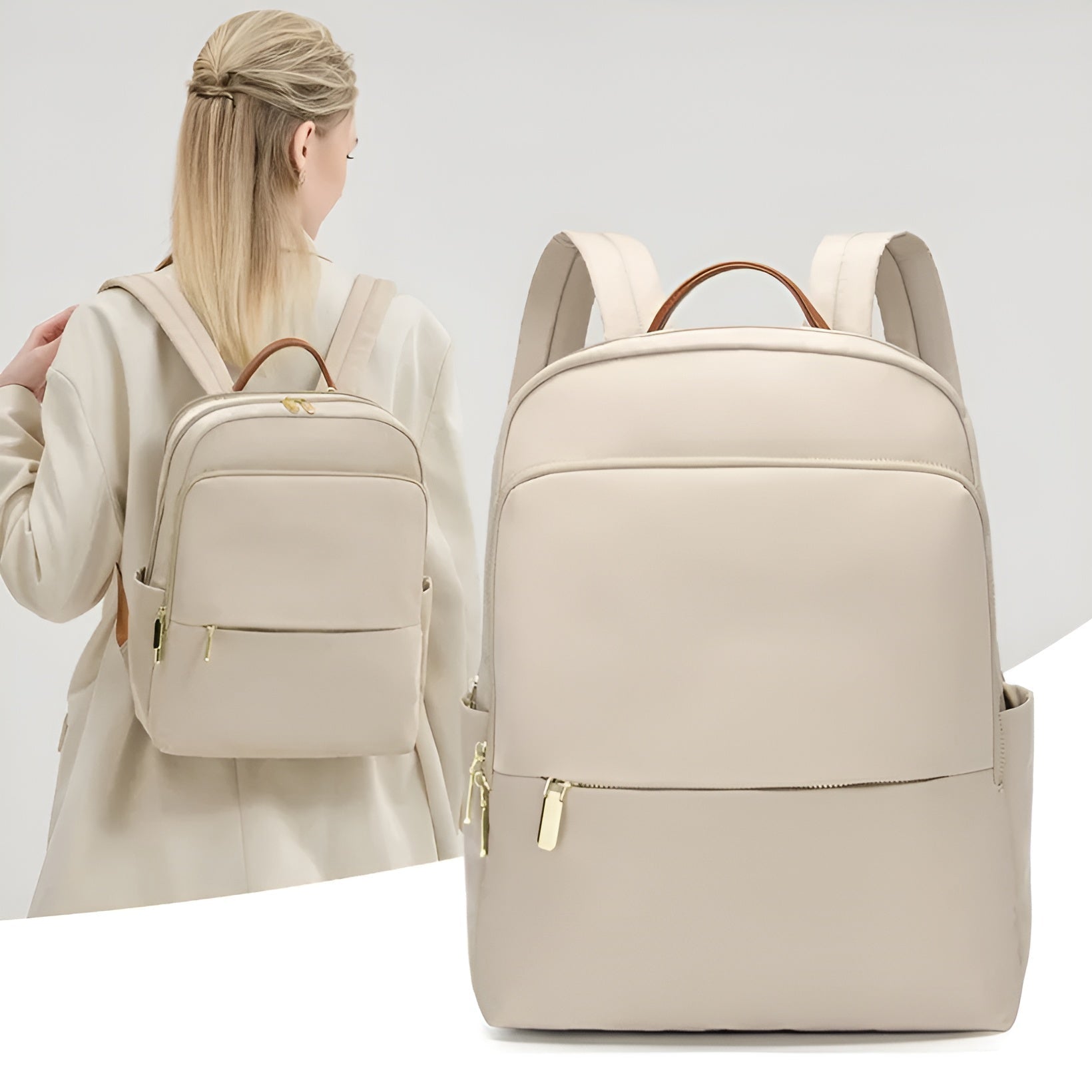 bags : Reisrugzak Dames Grijs - Multifunctionele Laptop Rugzak - Nylon in Khaki van Pantino