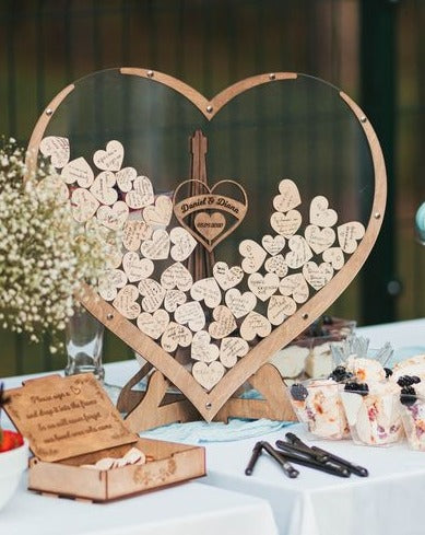 home & garden : Hartvormig Gastenboek - Herinneringen Feesten Bruiloft Cadeau - Papier in van Pantino