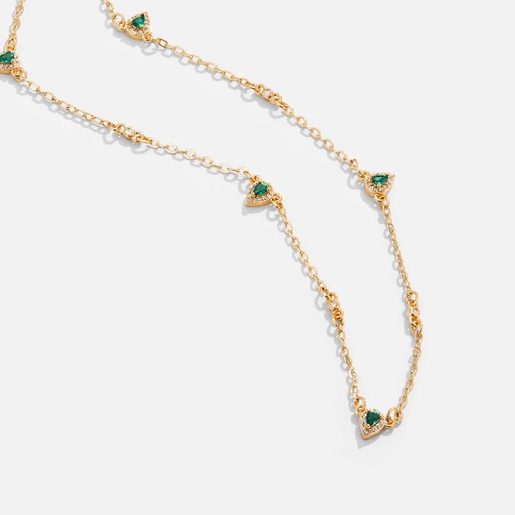 Necklace : Ketting Goud - Smaragd Crystal 38 Cm in van Pantino