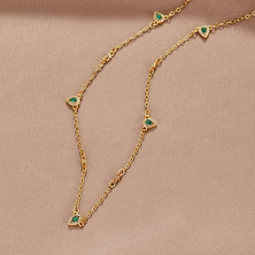 Necklace : Ketting Goud - Smaragd Crystal 38 Cm in van Pantino
