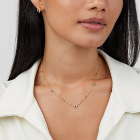 Necklace : Ketting Goud - Smaragd Crystal 38 Cm in van Pantino