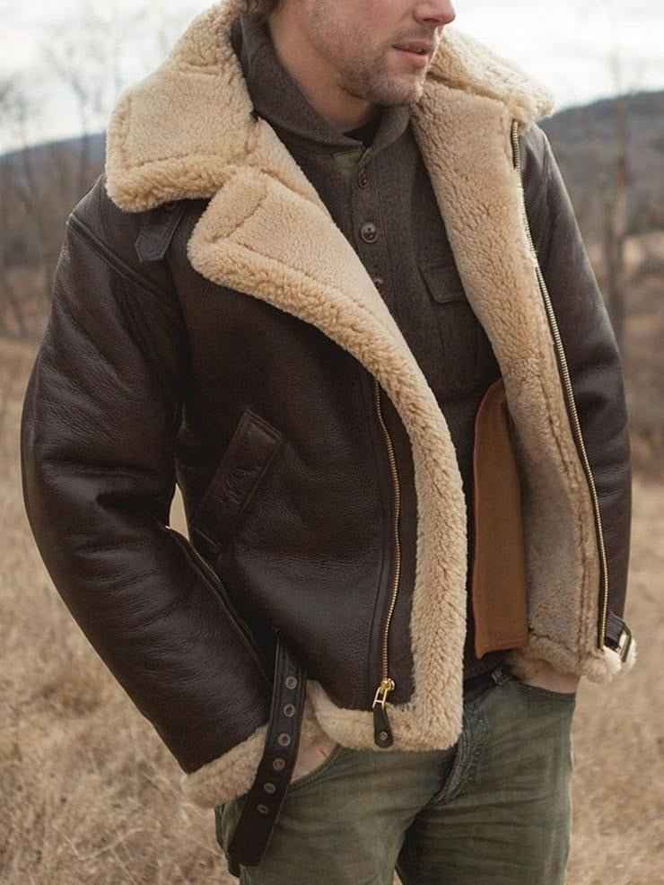 Men > Jackets : Kenmerkende leren jas van schapenvacht voor heren in van Pantinoshop