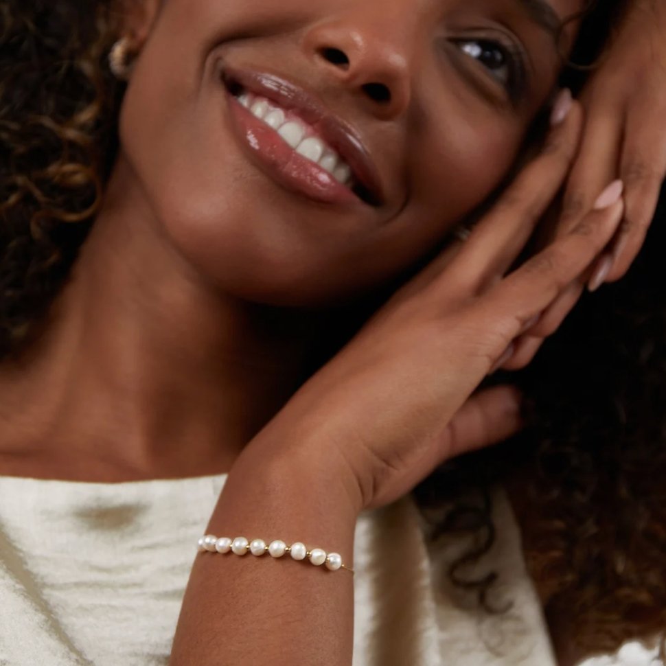 Bracelet : Armband Goud - Eva Pearl Roestvrij Staal in van Pantino