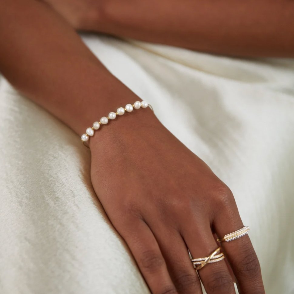 Bracelet : Armband Goud - Eva Pearl Roestvrij Staal in van Pantino