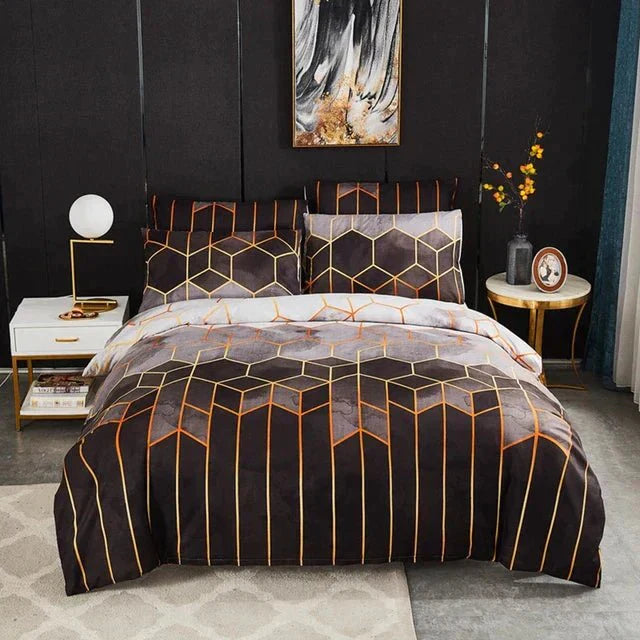 home & garden : Luxe Layer - Dekbedovertrek 'Geometrisch Patroon' Verkoelend en Ademend - Rood in Grijs van Pantino
