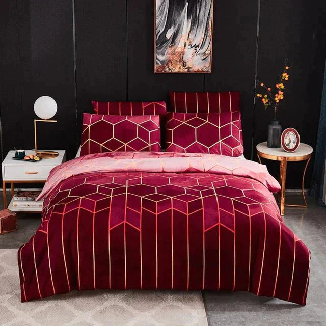home & garden : Luxe Layer - Dekbedovertrek 'Geometrisch Patroon' Verkoelend en Ademend - Rood in Rood van Pantino