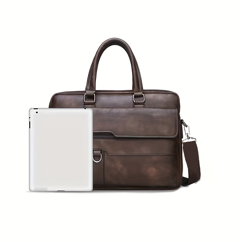 bags : Handtas Heren Zwart - Vintage PU Lederen Zakenaktentas Messenger Bag in van Pantino