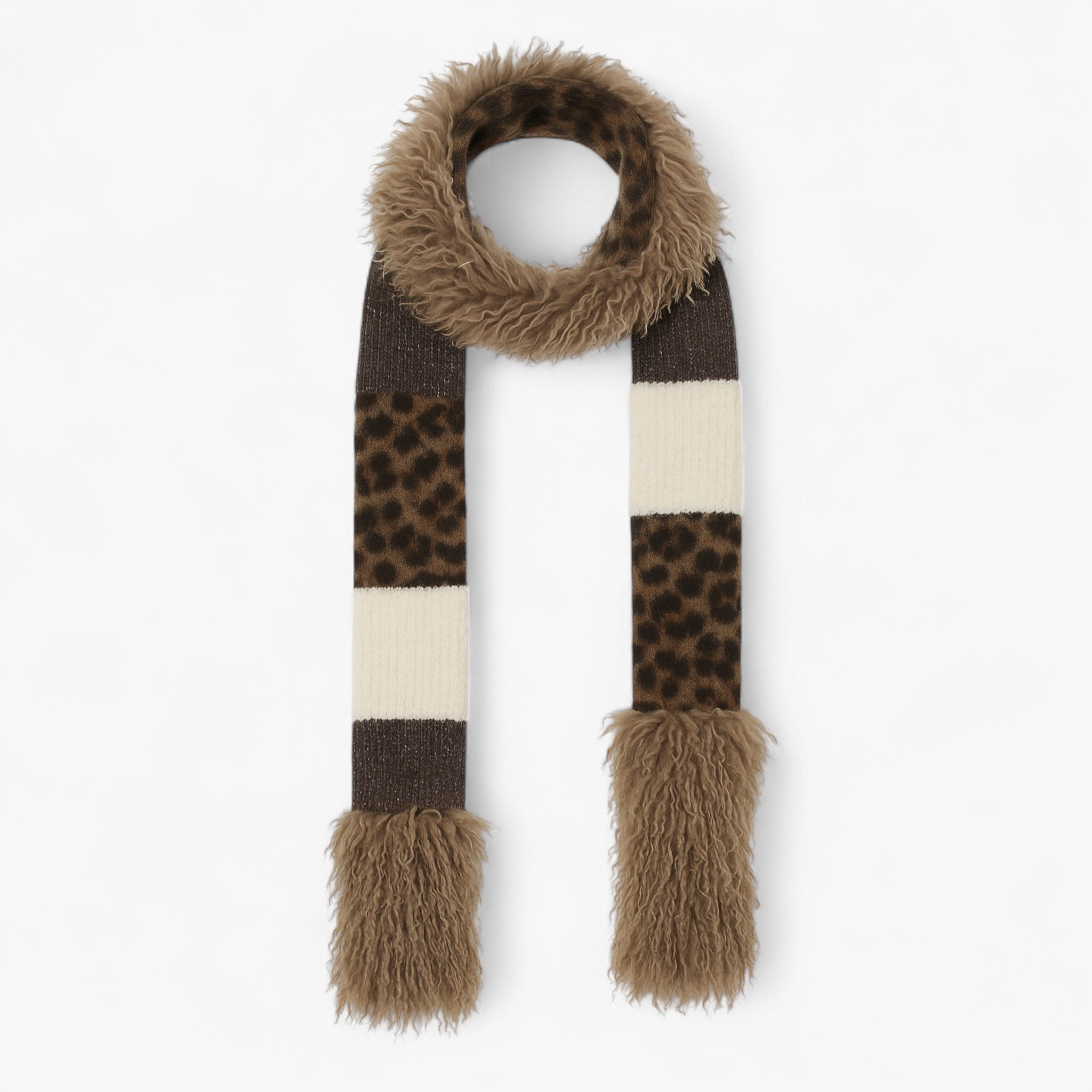 Scarf : Sjaal Lichtbruin - Luipaard Breisjaal - Warme en Stijlvolle Must-Have in van Pantino